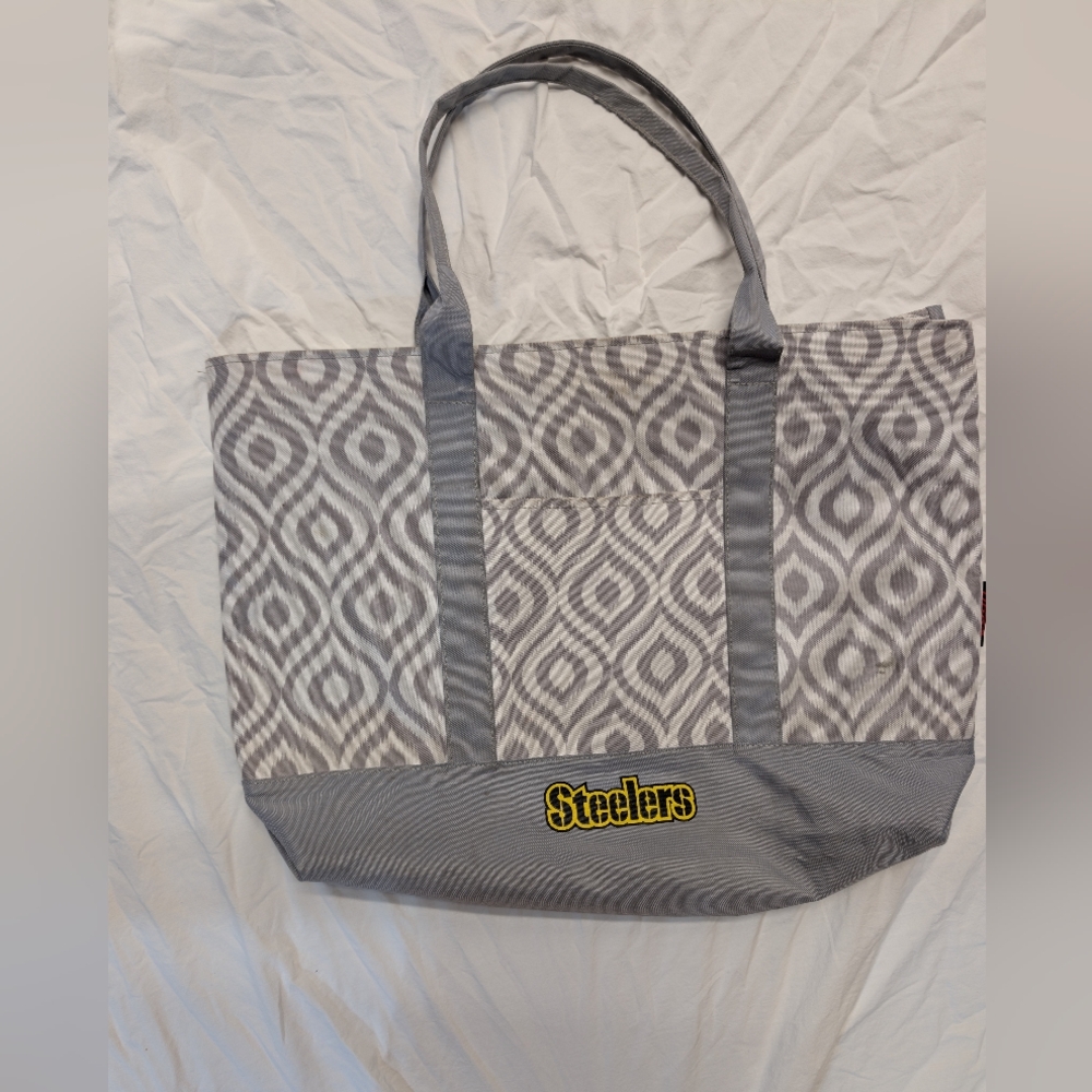 Steelers Zippered Tote Bag In IKAT Pattern